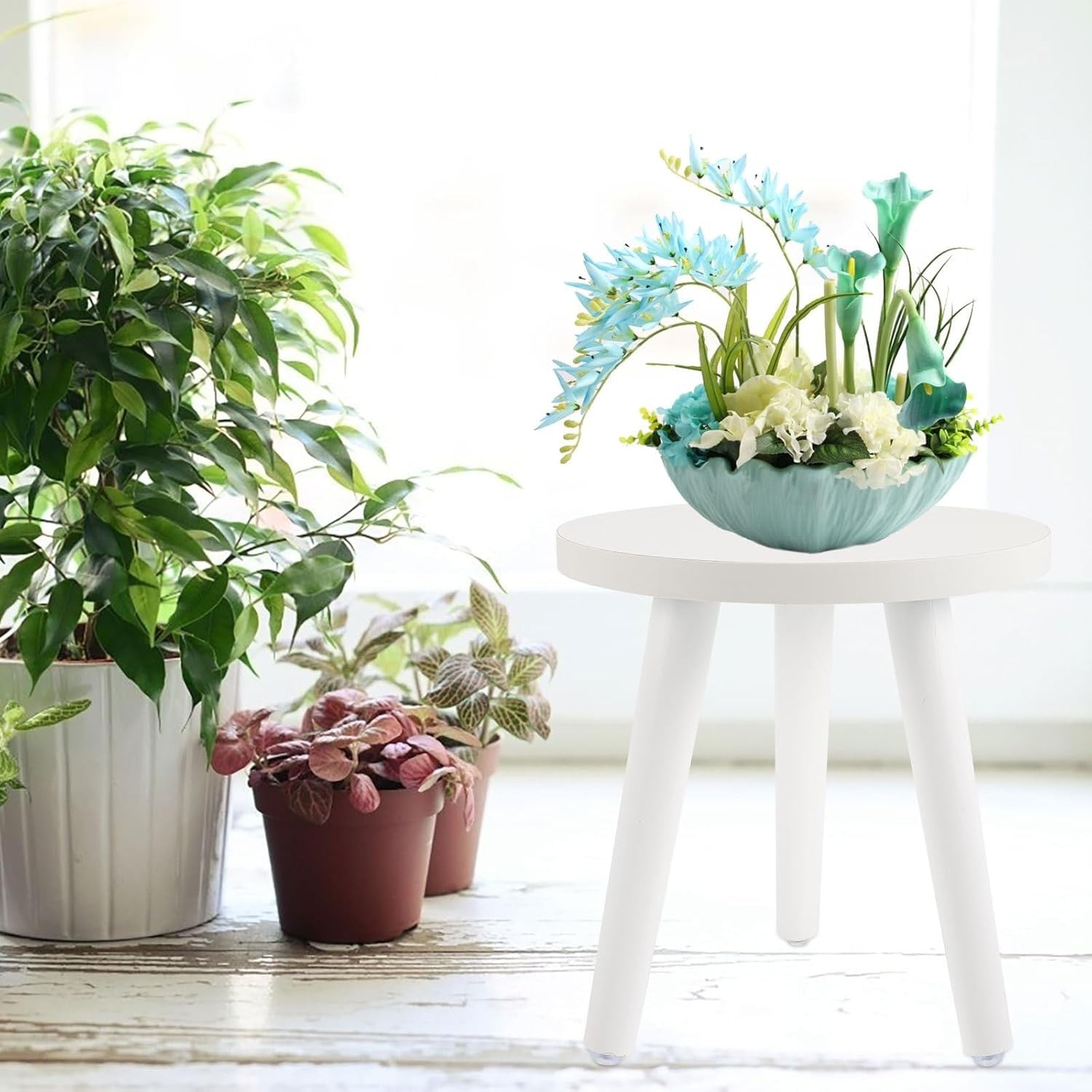 Wooden Plant Stand Indoor Small Round Side Table Flower Pot Holder 20x20cm