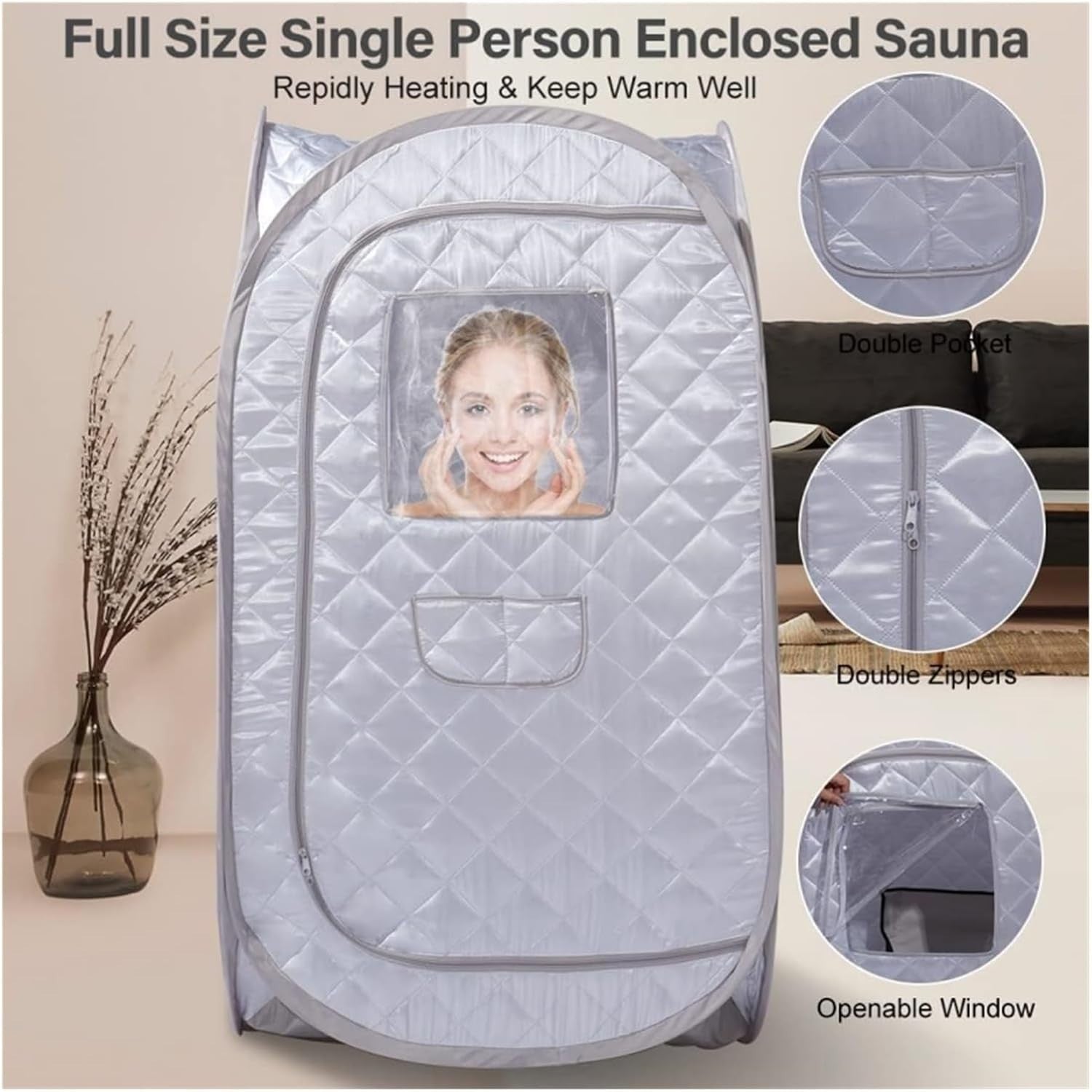 Portable Sauna Tent Home Spa Foldable Heat Therapy Cabin Stress Relief Pink
