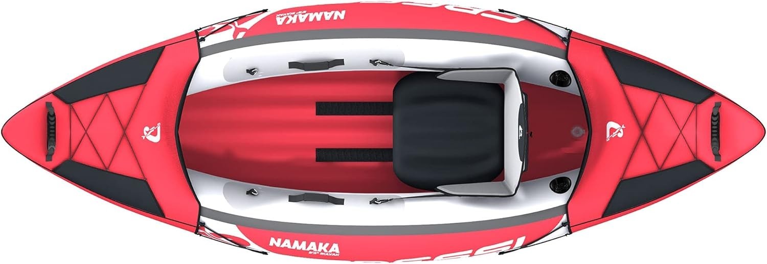 Single Seat Inflatable Kayak Set Red w/ Adjustable Seat & Gear