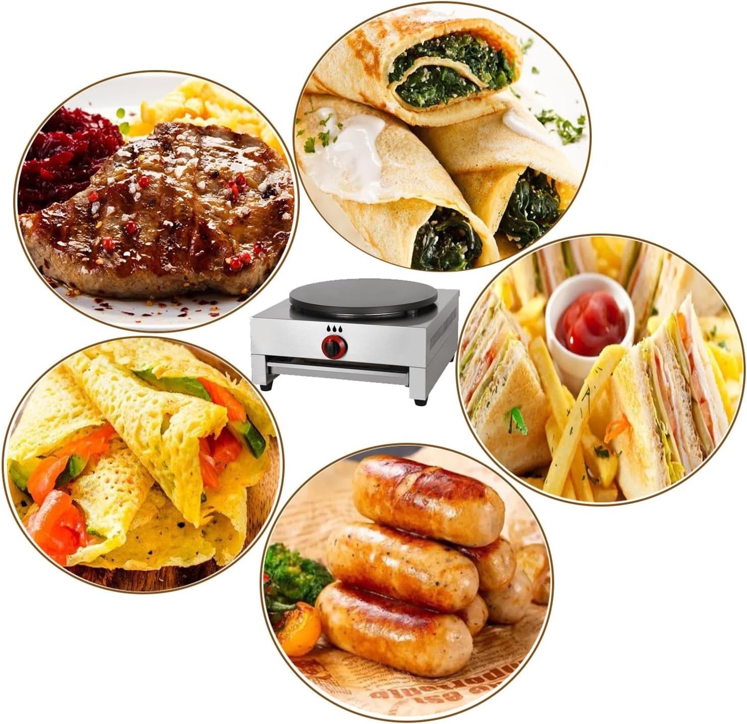 Commercial Gas Crepe Maker 40cm Non-Stick Pancake Griddle | Heavy-Duty Hotplate