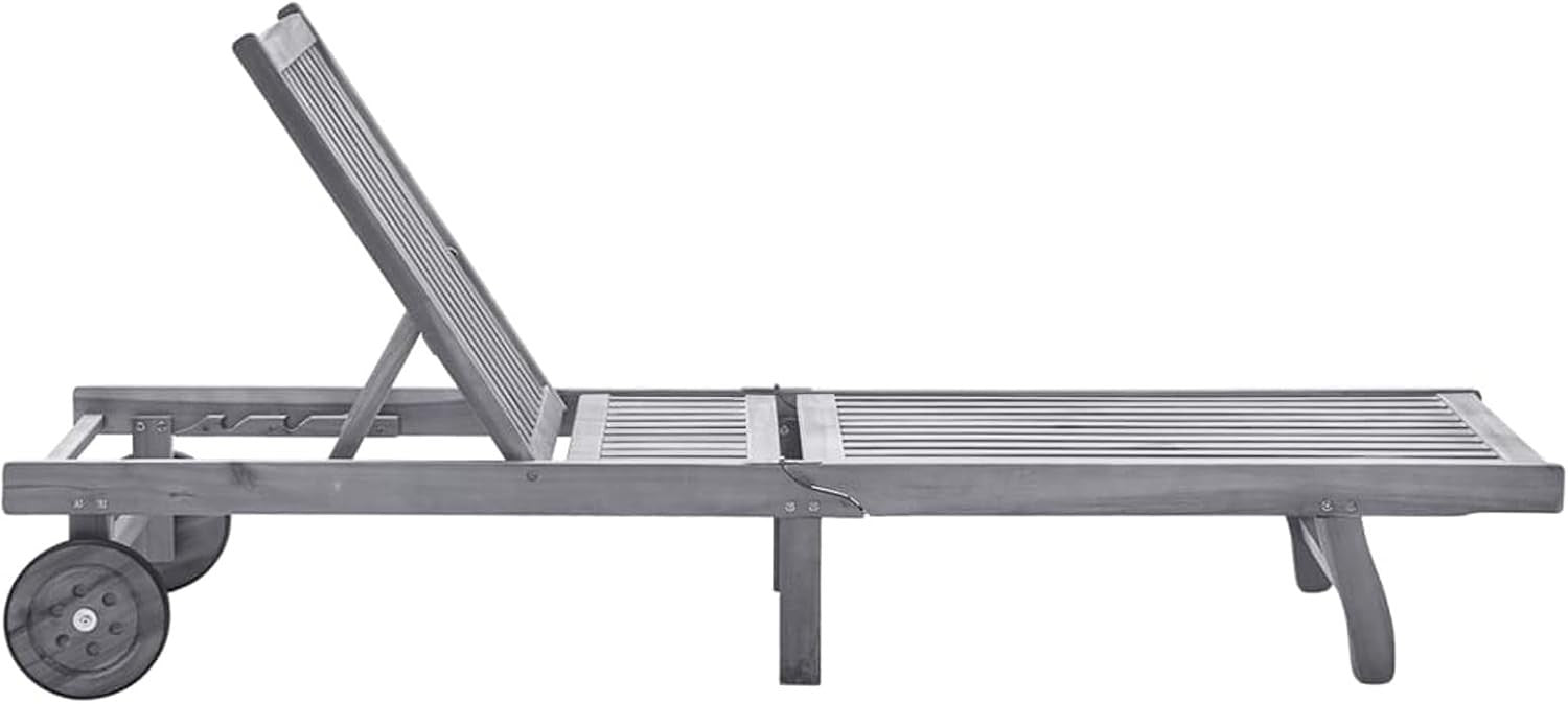 Adjustable Wooden Sun Lounger Solid Acacia Waterproof Garden Patio Chair