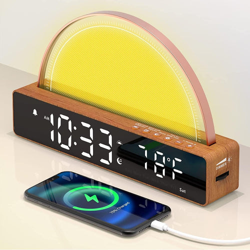 Sunrise Alarm Clock Wake Up Light White Noise Touch Dimmable Night Lamp