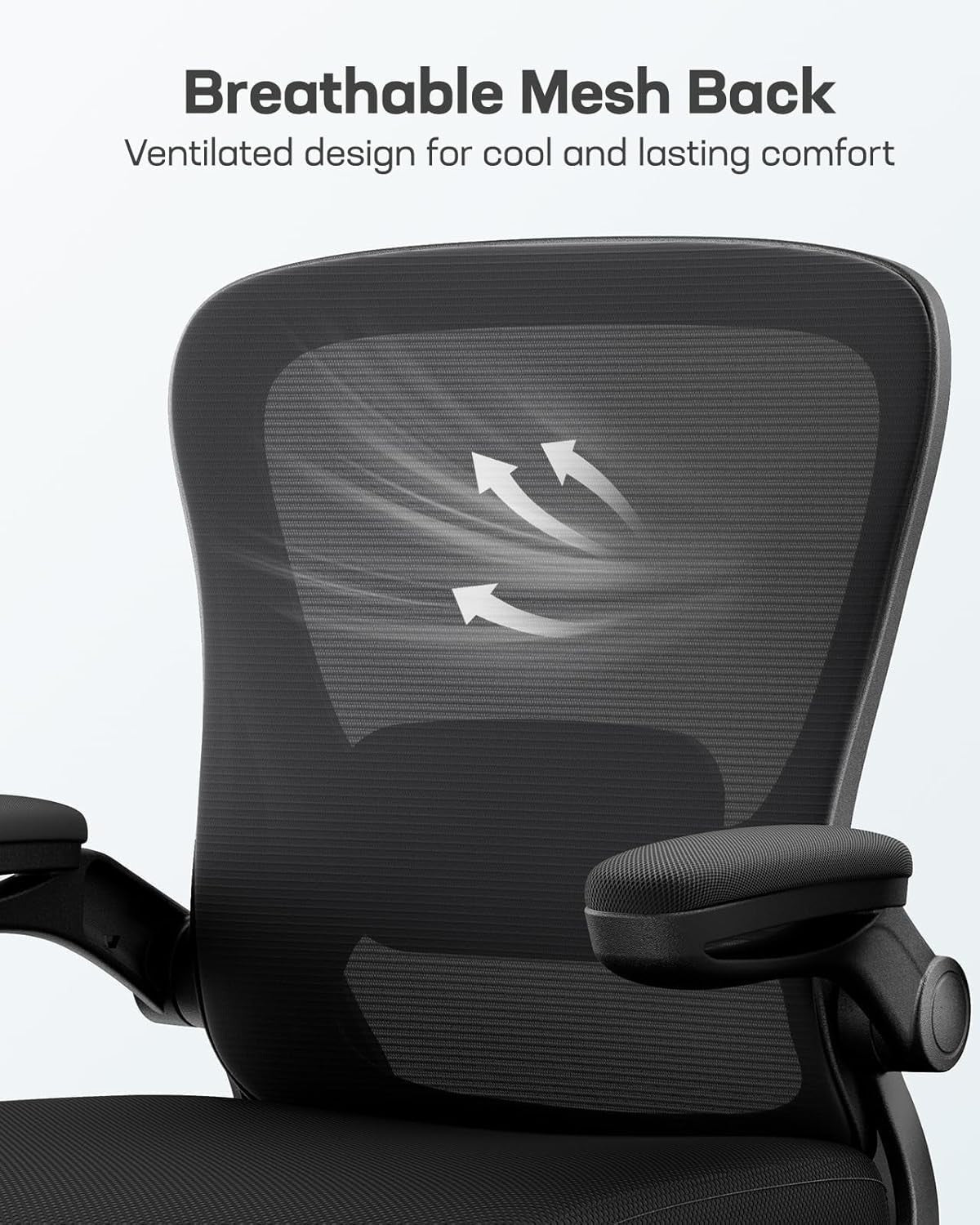 Ergonomic Gaming Office Chair Recliner Flip-Up Arms Lumbar Support Mesh Ebony