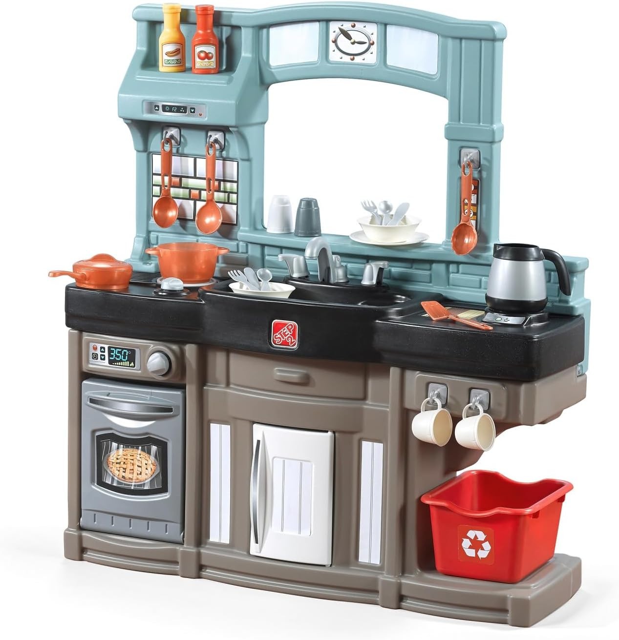 Kids Play Kitchen w/ Lights Sounds Oven Fridge 25PCS Toy Set