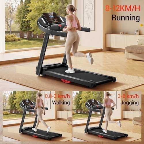Folding Treadmill Home Gym 3HP Quiet Motor 12KM/H Adult Running Machine LCD