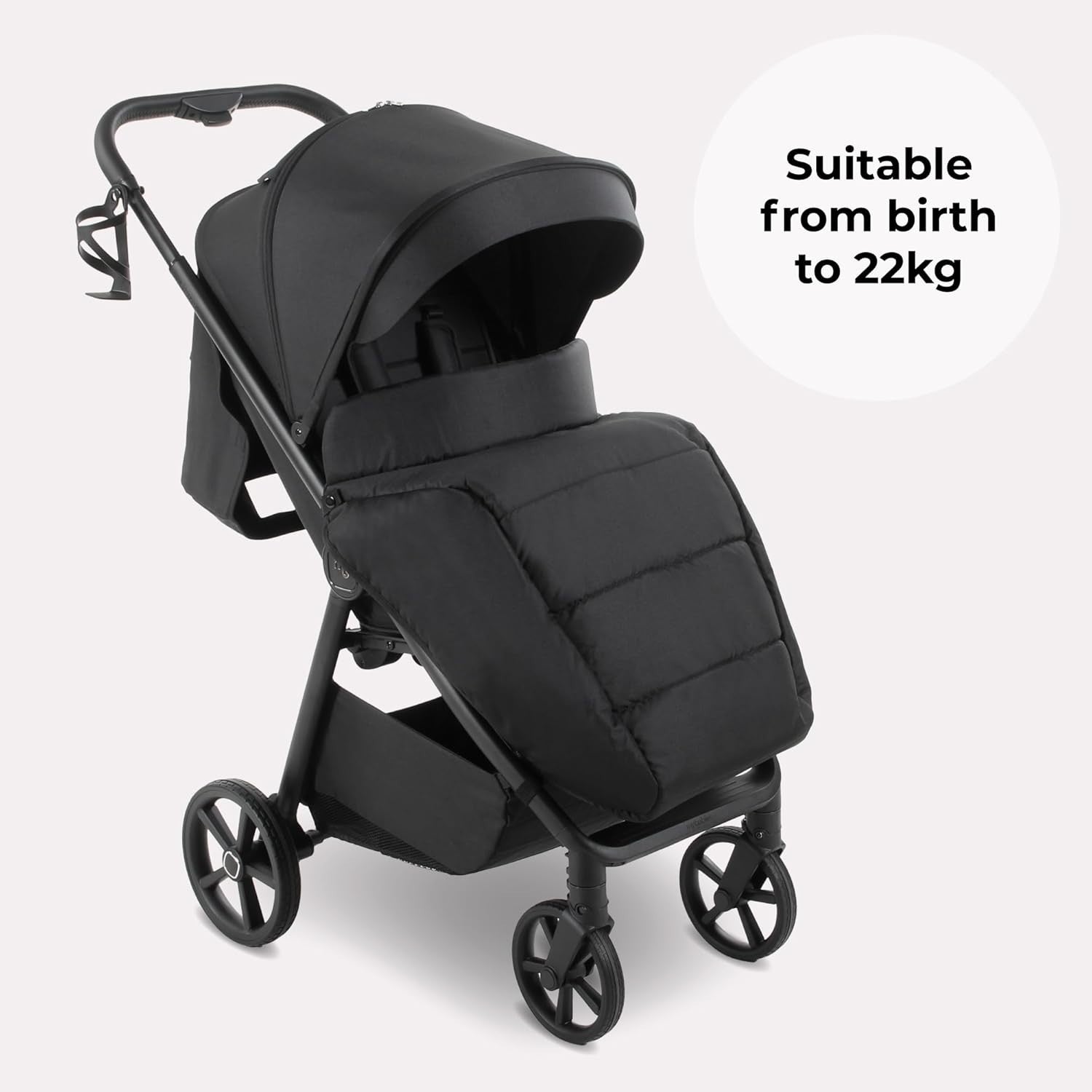 Compact Baby Pushchair Stroller From Birth to 22kg Foldable Black