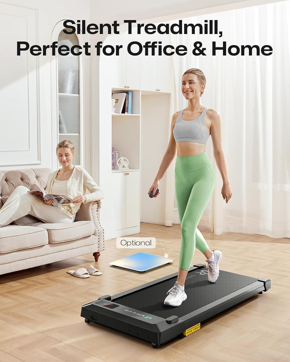 Compact 3-in-1 Under Desk Treadmill | Portable, Quiet, Shock Absorbing