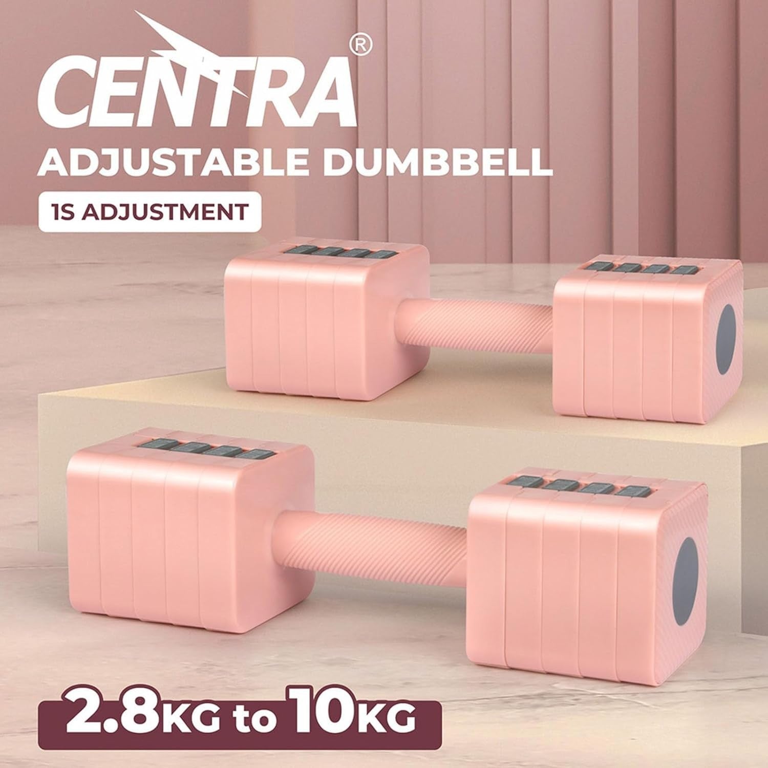 10kg Square Adjustable Dumbbells Pair Fast Change Non Slip Home Workout