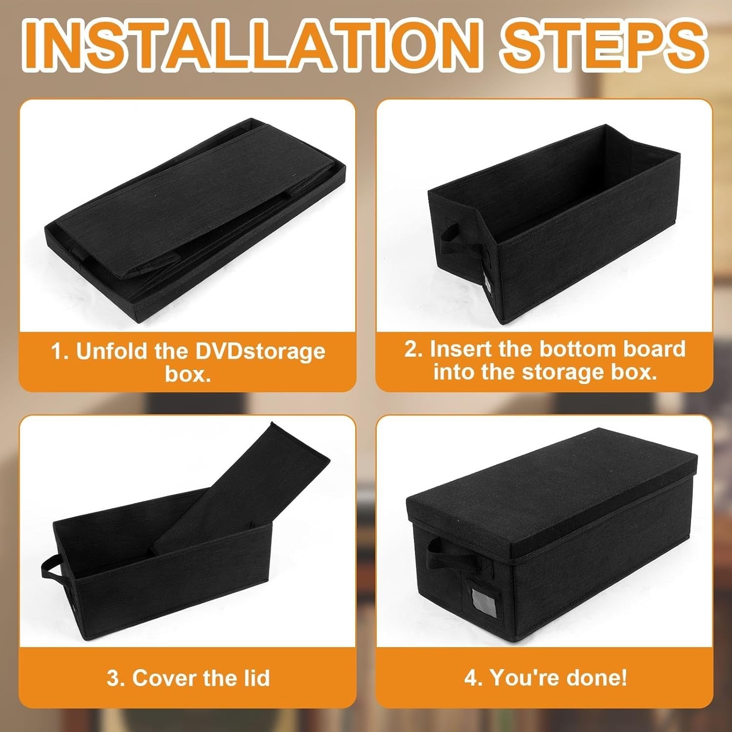 8 Pack DVD Storage Boxes with Lids Stackable Organizer Holds 400 DVDs