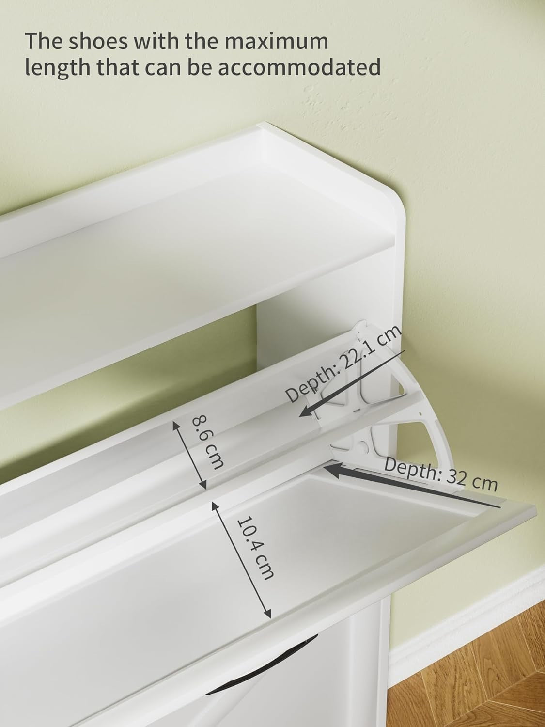 Slim White Shoe Cabinet 2 Drawer Fold Vintage Rack – Adjustable Shelves 80cm