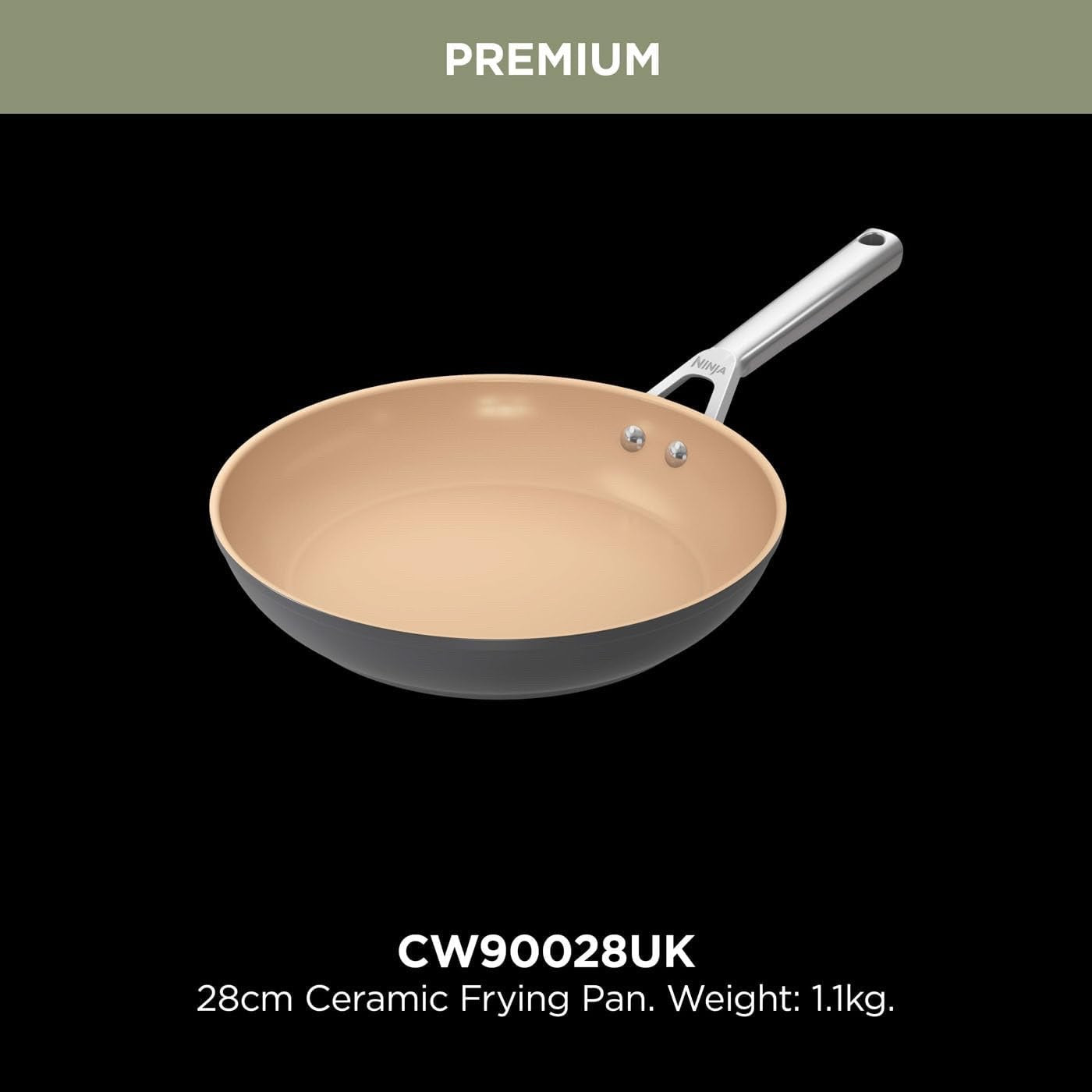 28cm Terracota & Black Ceramic Non-Stick Frying Pan – Induction & Oven Safe