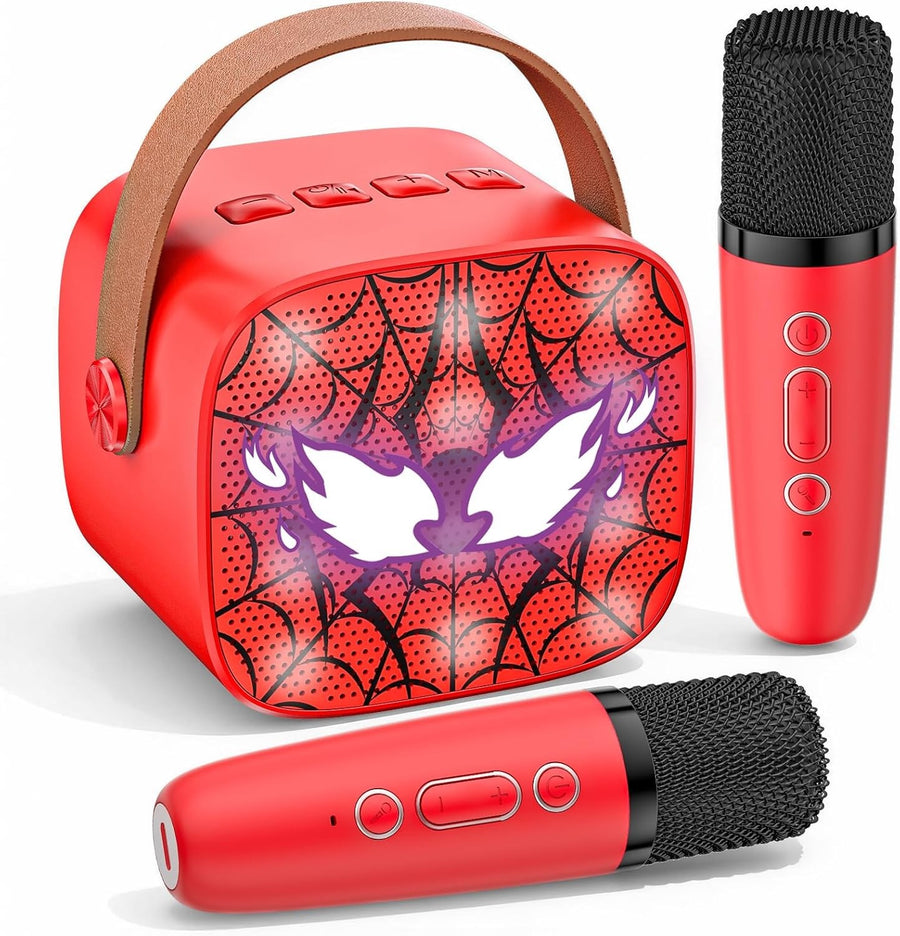 Red Spider Karaoke Machine 2 Mics Bluetooth LED Voice Changer