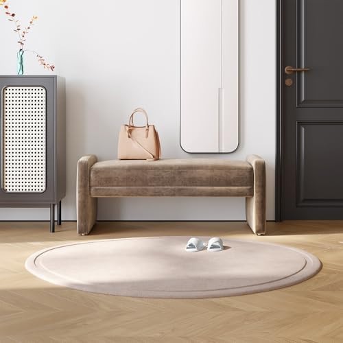 Brown Upholstered Ottoman Bench with Hidden Storage – 118cm Modern Seater