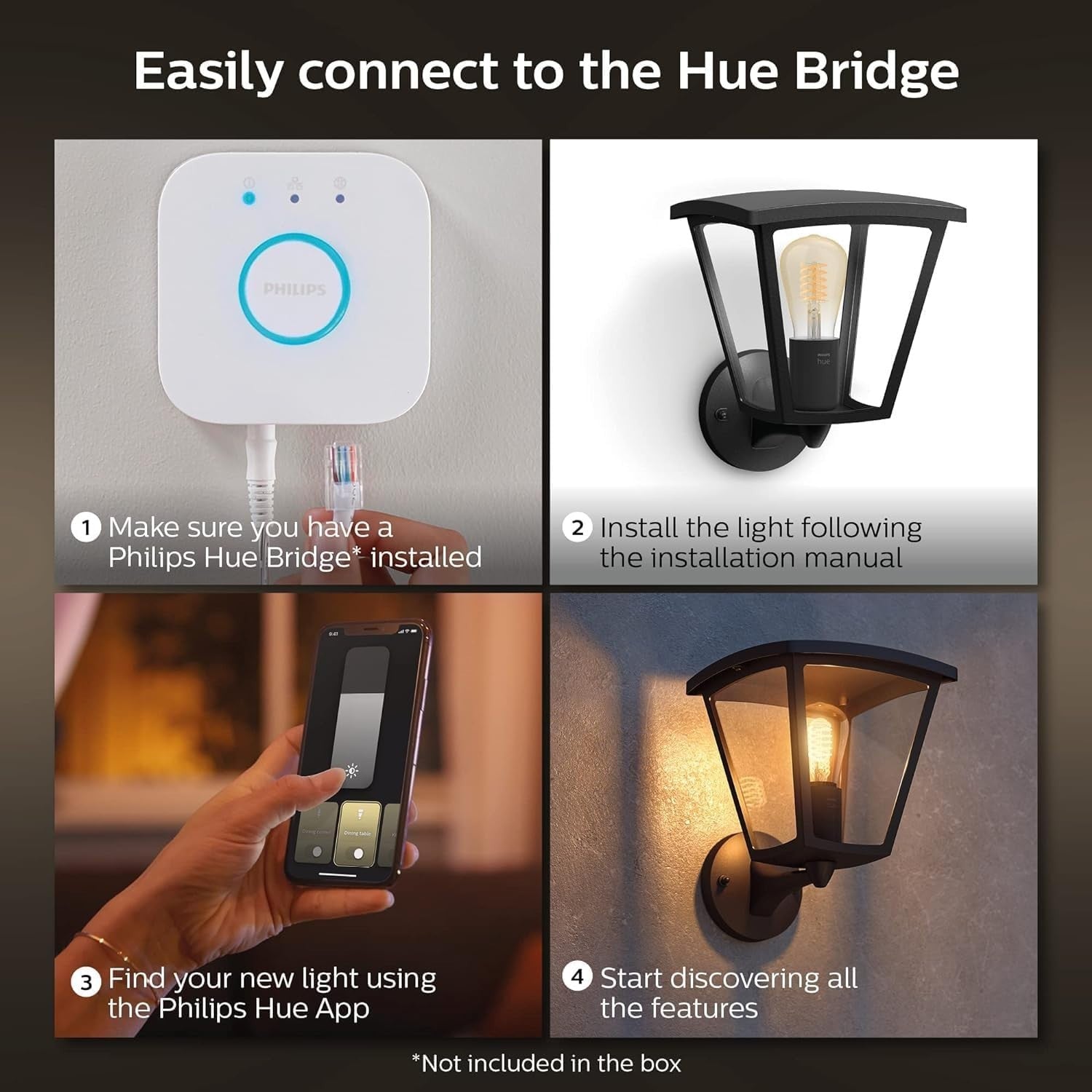 Inara Smart Outdoor Wall Lantern IP44 Vintage Black E27