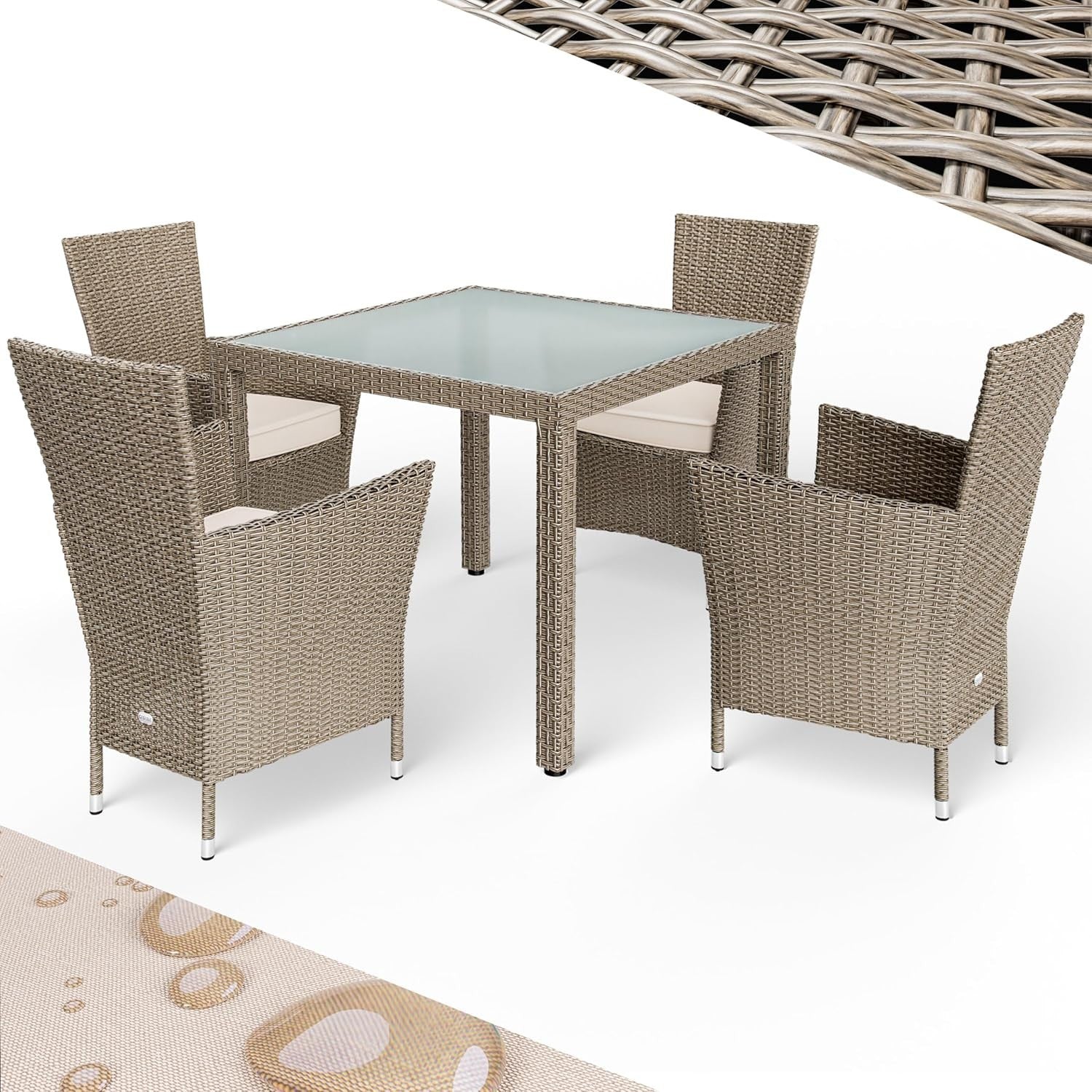 Rattan Garden Furniture Set 5pc Outdoor Patio Dining Table & 4 Chairs