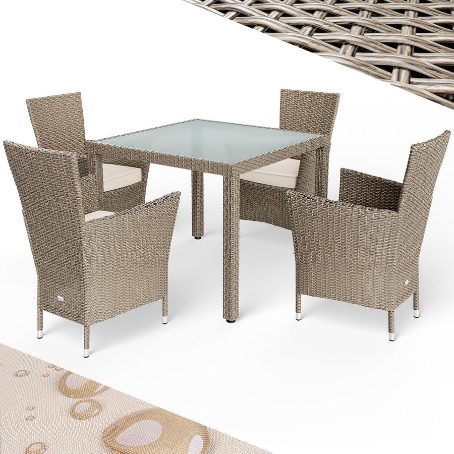 Rattan Garden Furniture Set 5pc Outdoor Patio Dining Table & 4 Chairs