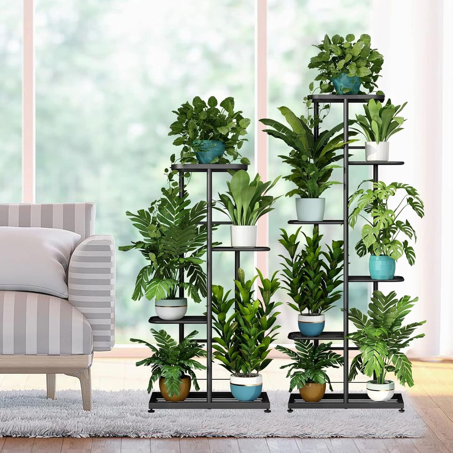 4 Tier Metal Plant Stand Indoor Outdoor Flower Pot Display Rack for Patio