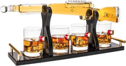 Shotgun Whiskey Decanter Set 1L with 4 Bullet Glasses Display Rack Gift