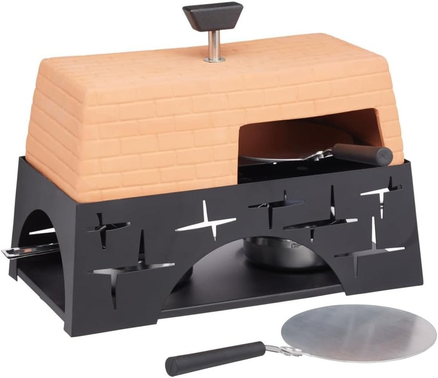 Mini Tabletop Pizza Oven | Terracotta & Metal Cooker for Garlic Bread