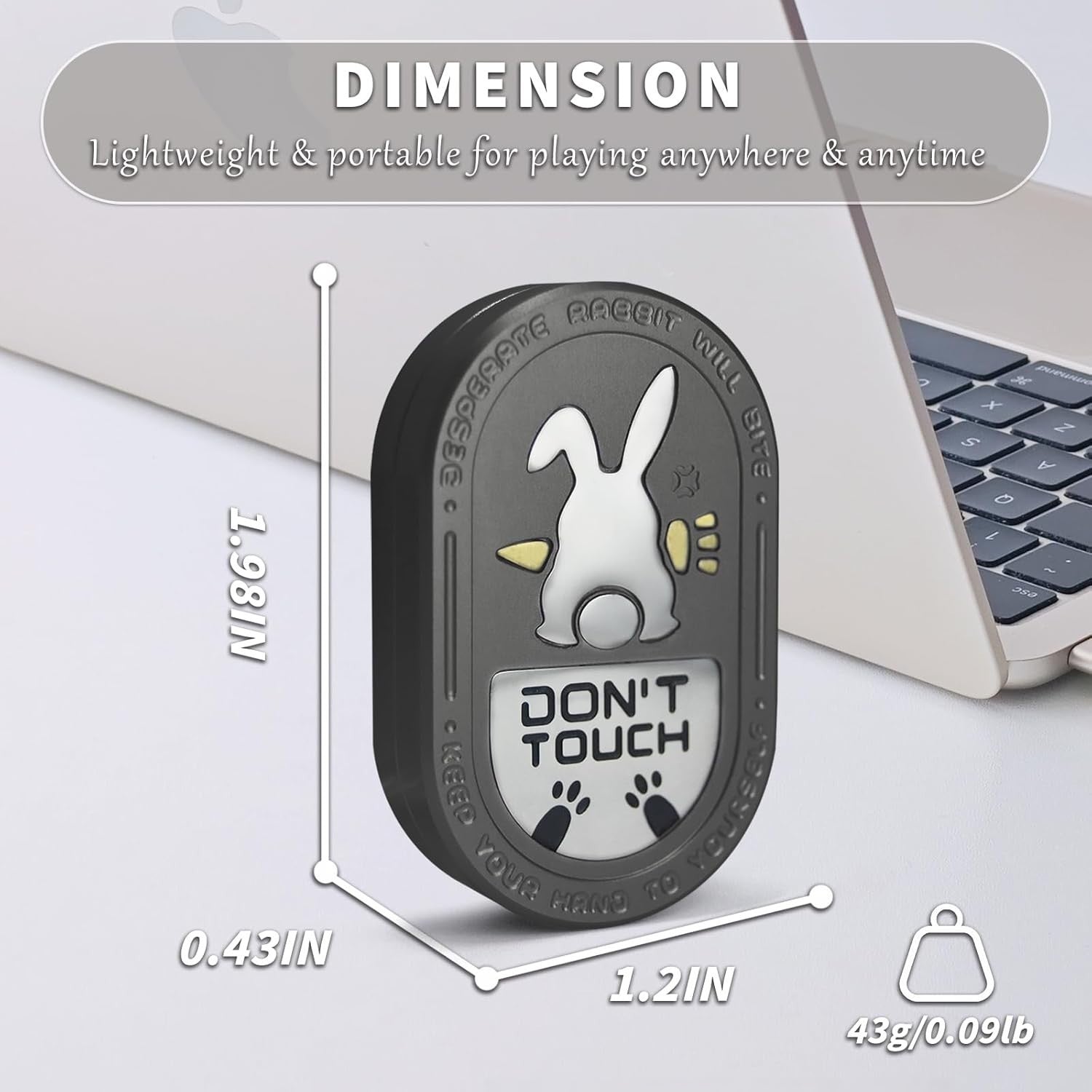 Gray Rabbit Clicker Fidget Slider Alloy Pocket Stress Relief Toy