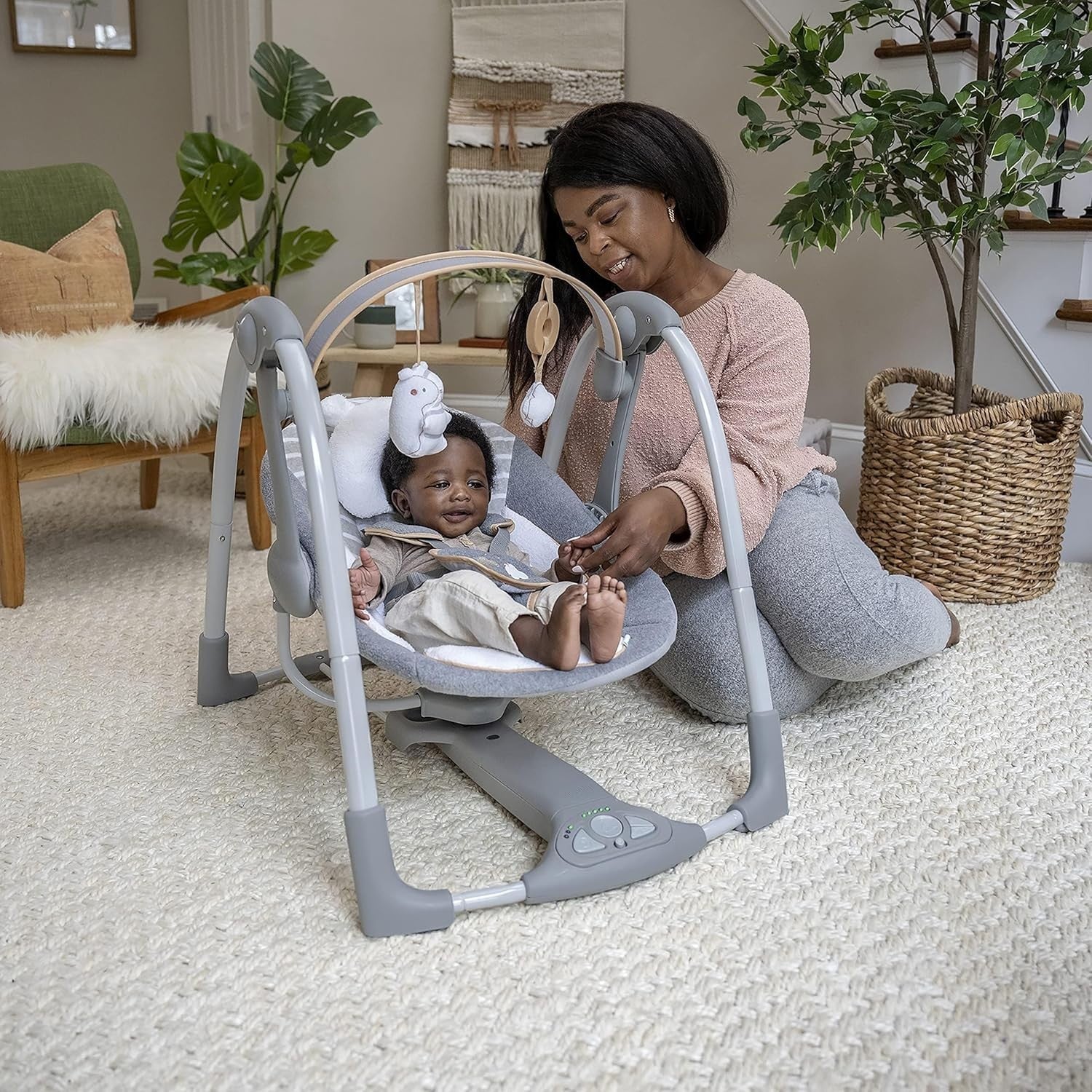 2in1 Baby Swing and Infant Seat with Music Vibrations Adjustable Portable Teddy