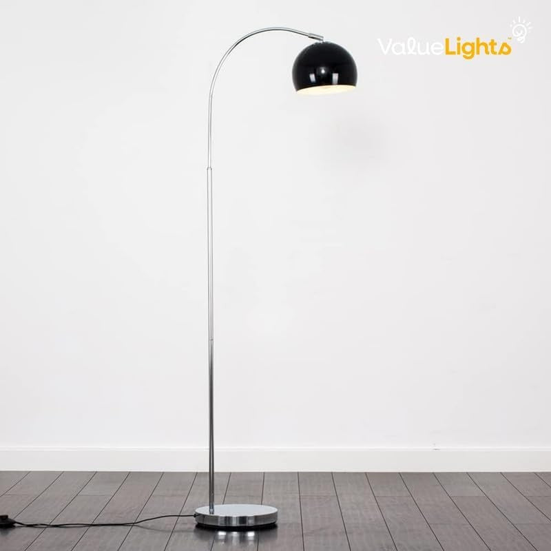 Modern Arc Floor Lamp Chrome Curved Standing Light Gloss Green Shade LED