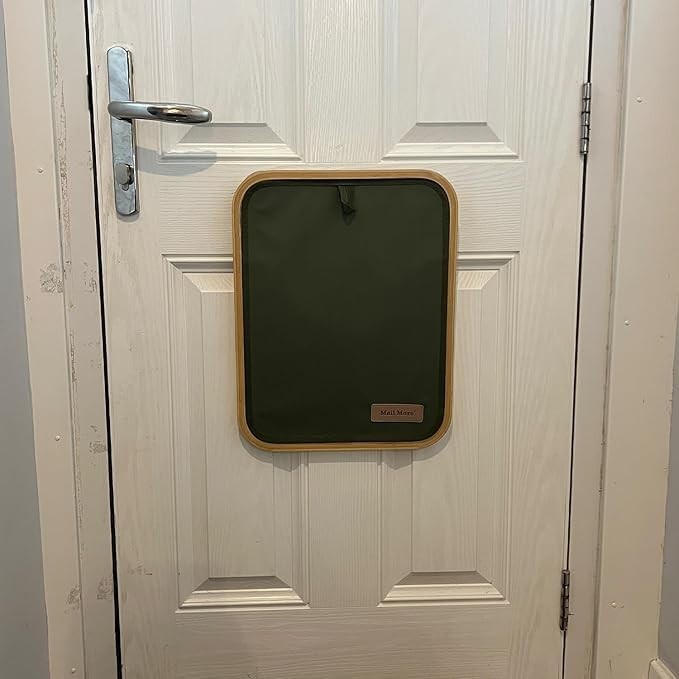 No-Drill Letterbox Mail Catcher | Bamboo Frame | Draft Stopper | Pet Safe