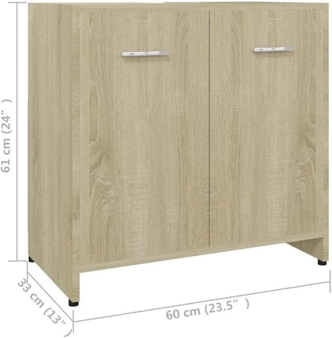Modern Sonoma Oak Bathroom Storage Cabinet 60x30x61cm