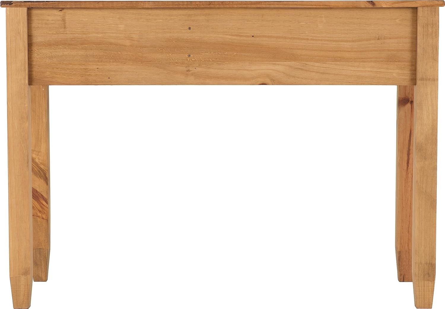 Rustic Pine Study Desk 107cm with Drawer Distressed Wax Finish Office Table