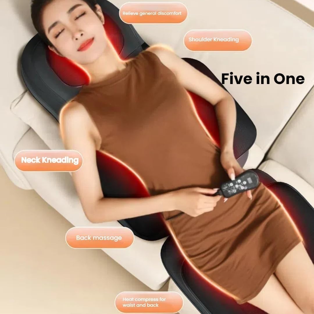 Shiatsu Back & Neck Massager Seat Pad with Heat Vibration Full Back Relief