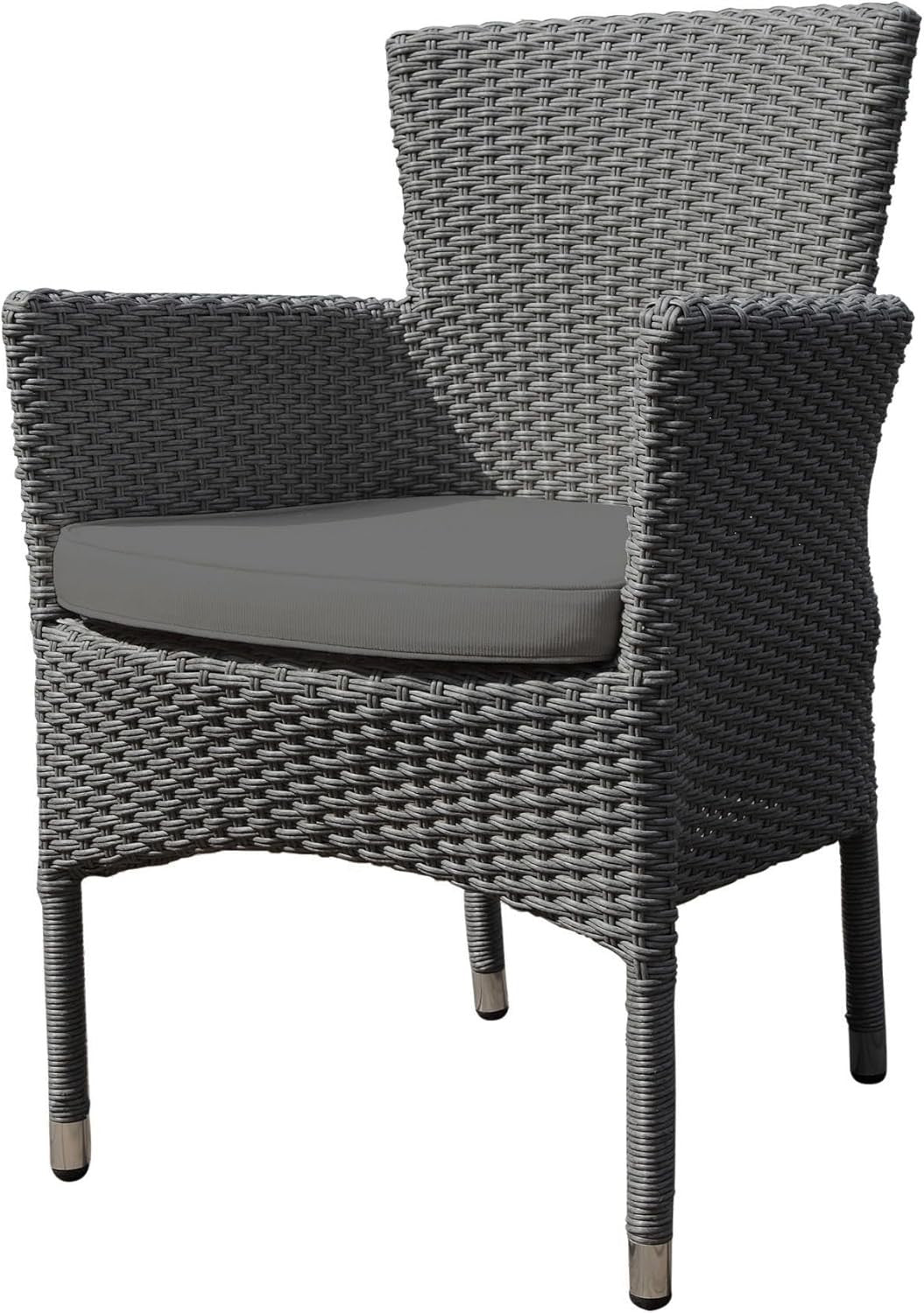 Rattan Garden Armchair with Cushion Stackable Outdoor Patio Chair Grey
