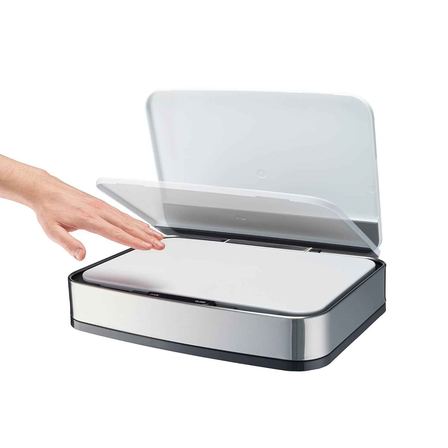 75L Recycling Bin Replacement Sensor Lid White Silver Auto