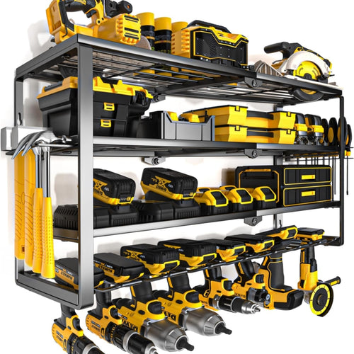 Heavy-Duty 4-Layer Black Tool Rack 82.6W x 21D x 39H cm – Garage