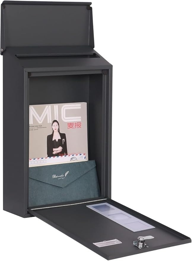 Wall Mounted Lockable Post Box Waterproof Steel Mailbox Secure & Stylish Design
