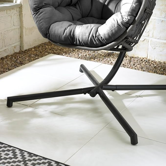Grey Rattan Hanging Egg Chair Outdoor Garden Swing Seat Cushions Patio Balcony
