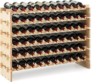 Large 60 Bottle Wooden Wine Rack 6 Tier Stackable Storage Shelf Home Bar Cellar