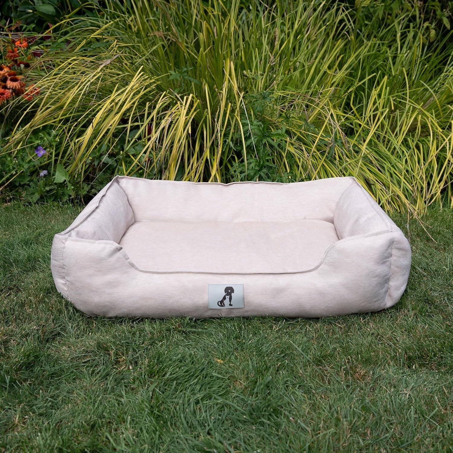 Large Waterproof Dog Bed 90x70cm Washable Basket Cream