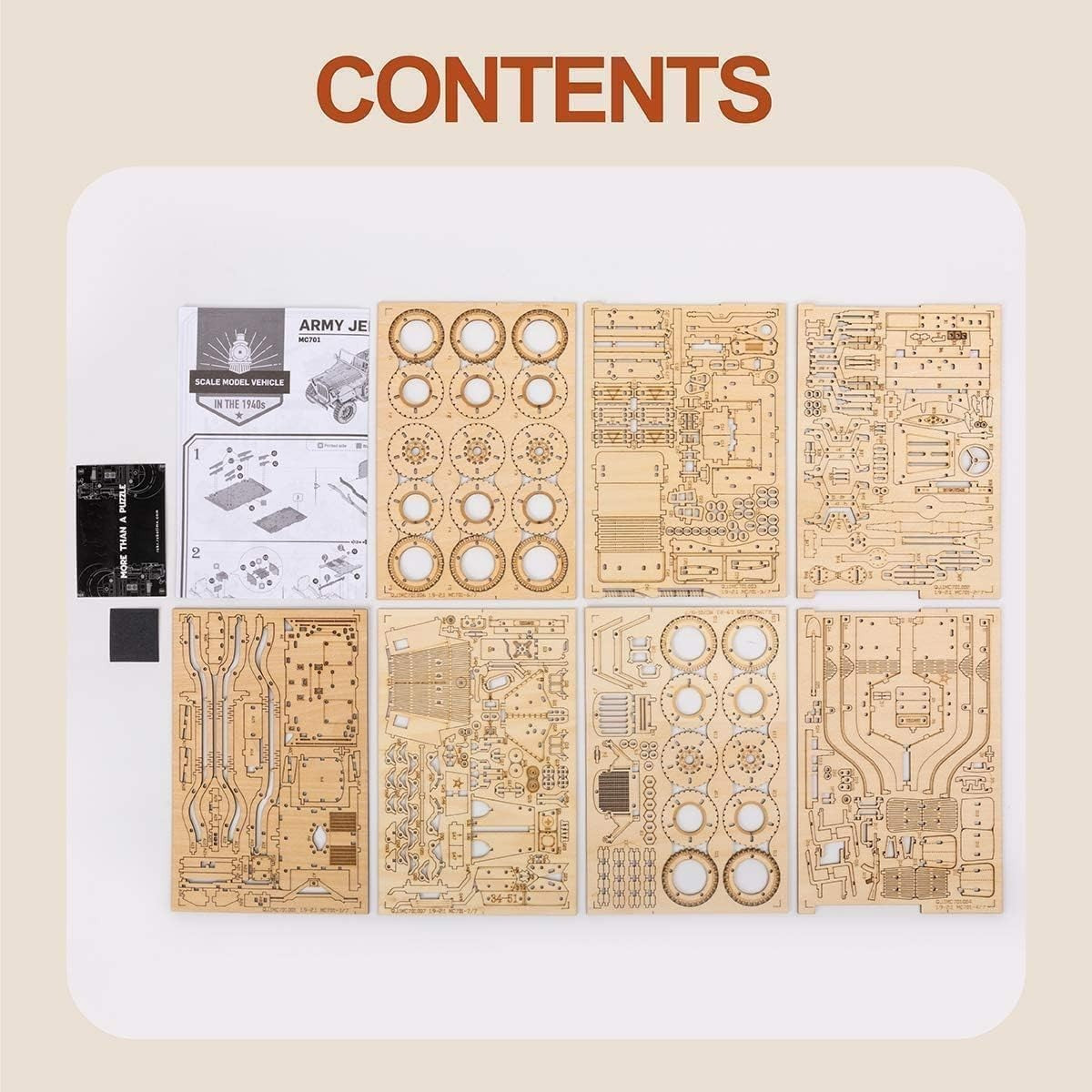 369pc Wooden Jeep Model Kit 3D Puzzle DIY Military Vehicle Build