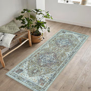 Washable Runner Rug 80x150cm Sage Green Non-Slip Soft Hallway Kitchen Bedroom