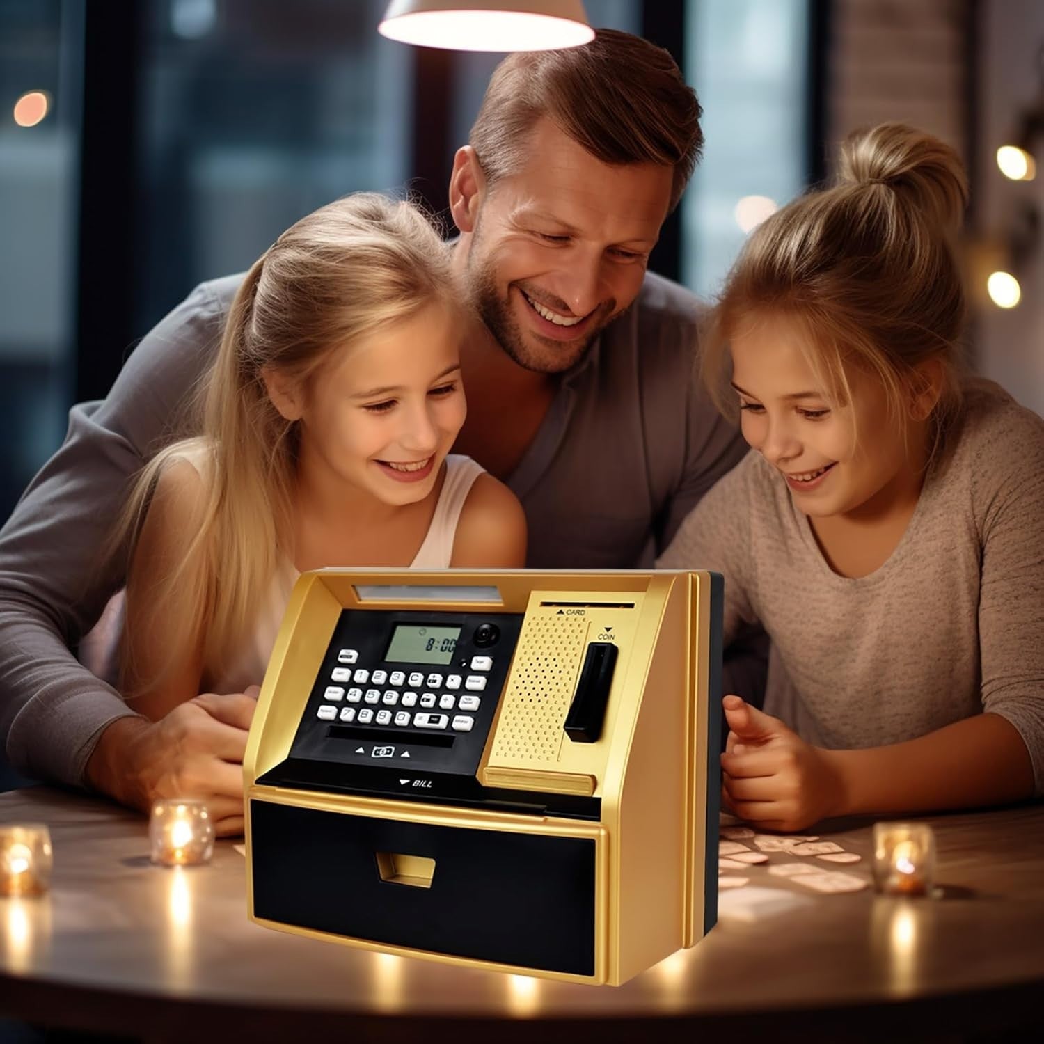 Kids ATM Money Bank Password Piggy Bank Savings Challenge Gold Toy