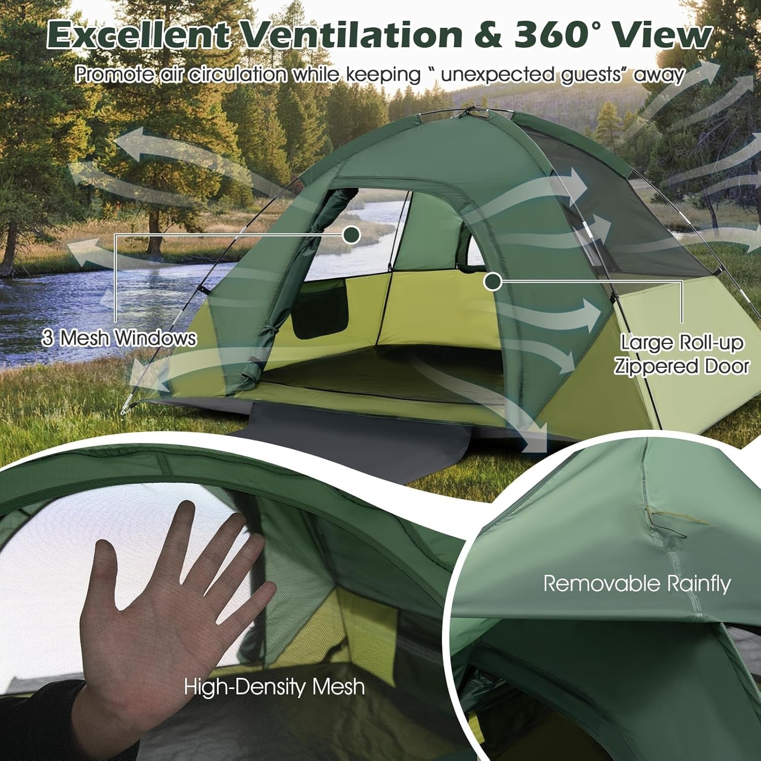 2 Person Camping Tent Lightweight Waterproof Dome Hiking Travel