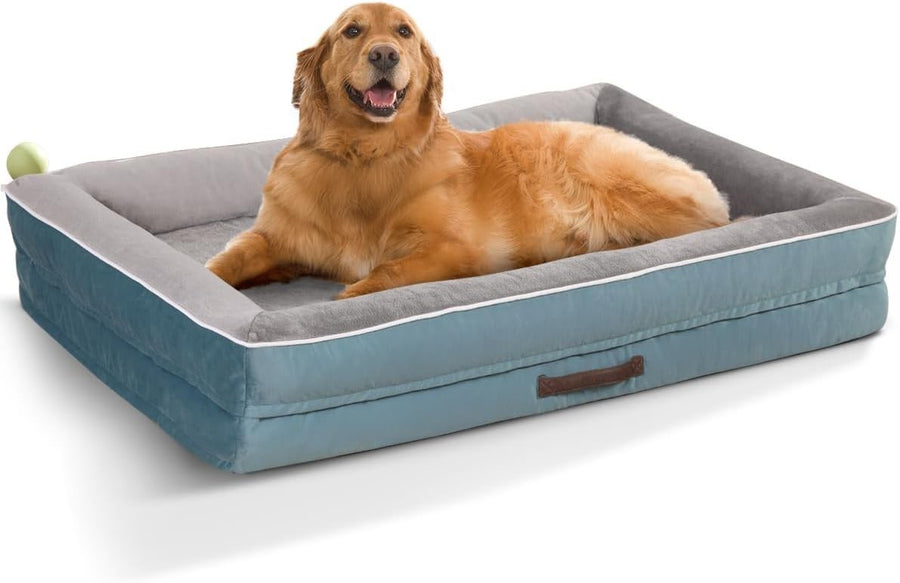 Large Orthopedic Dog Bed 91x61cm Waterproof Washable Blue