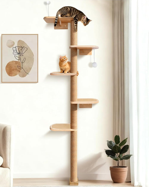 Tall Cat Tree 210cm Floor to Ceiling Wall Mounted Scratching Post 5 Tier