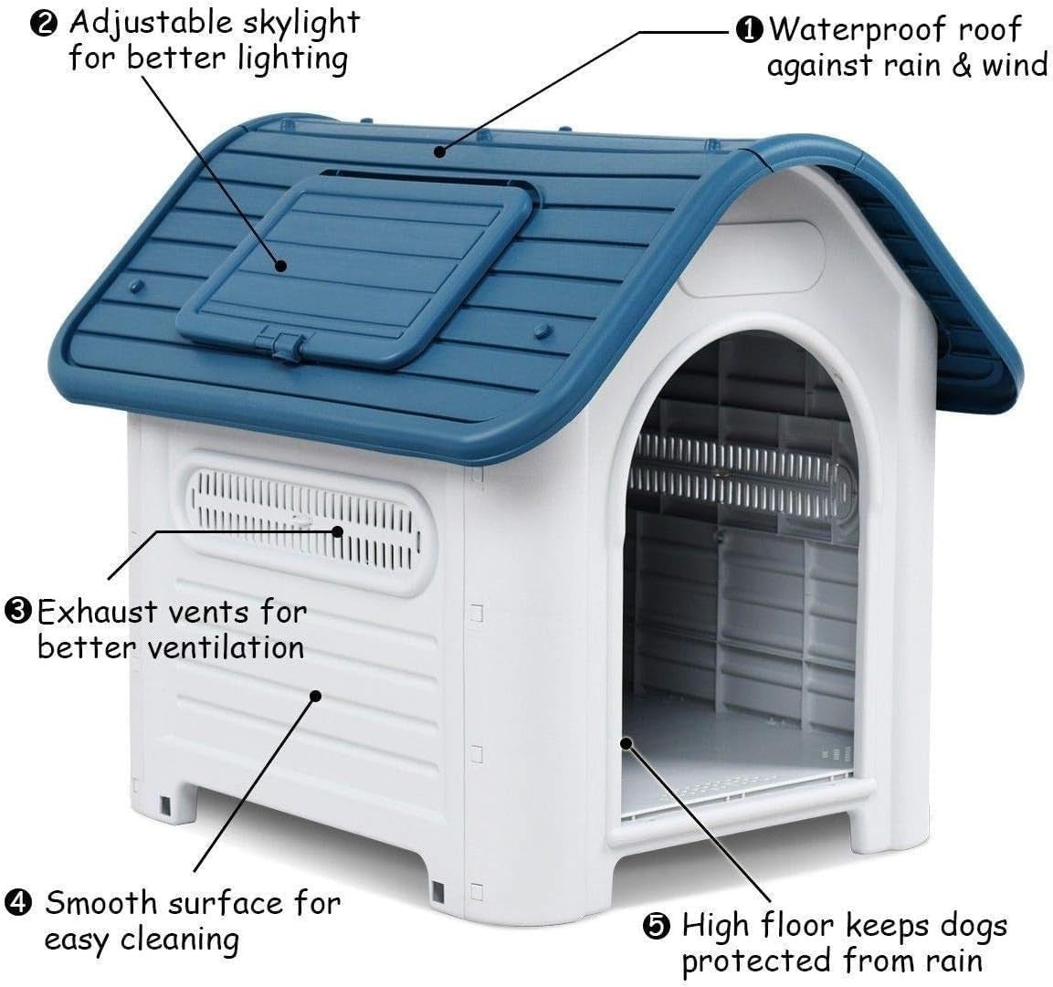 Adjustable Sunroof Small Dog Kennel | Indoor Outdoor Ventilated 75x59x66cm
