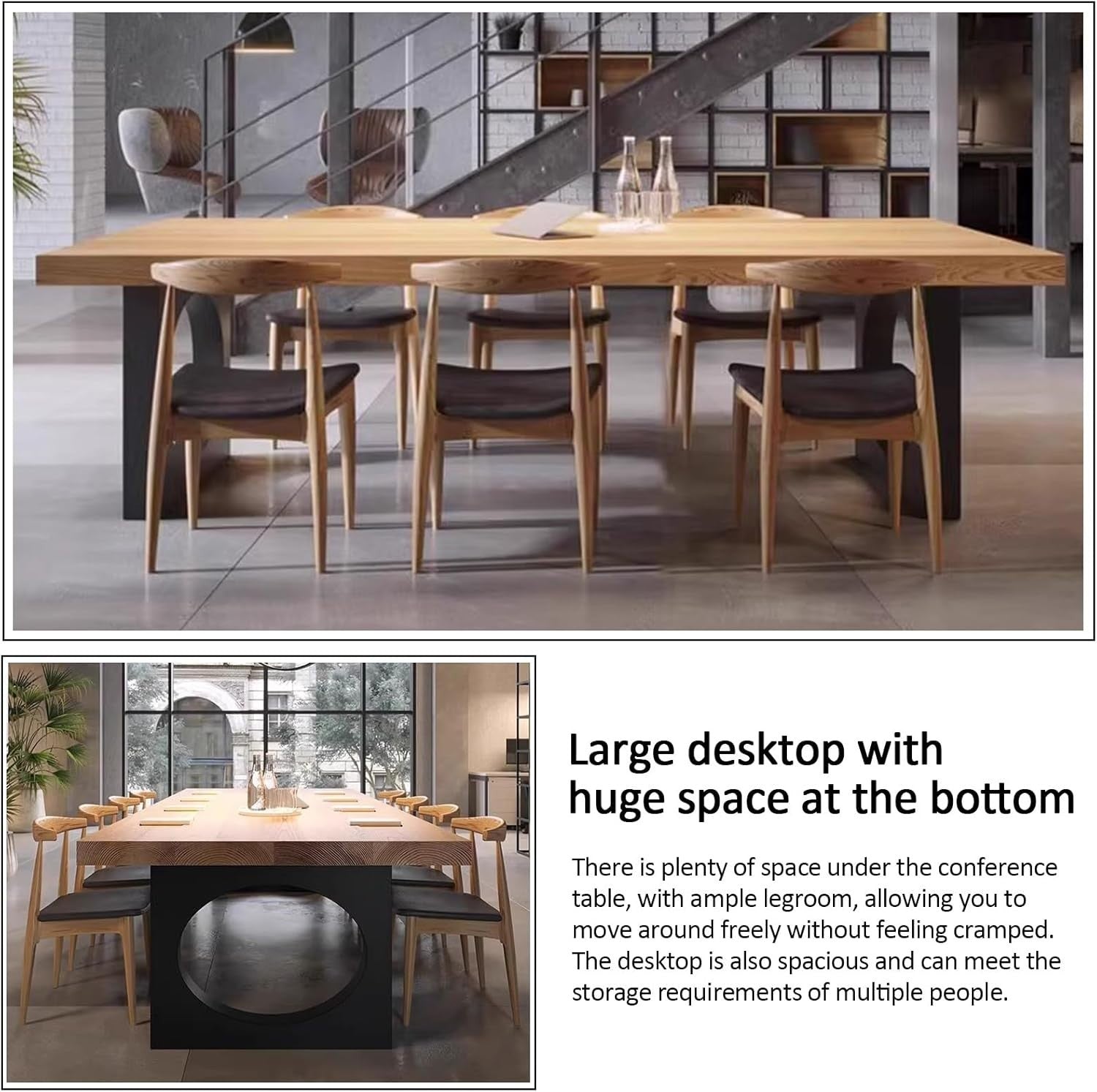 Solid Wood Rectangular Conference Table Large 6–10 Seat Meeting Desk
