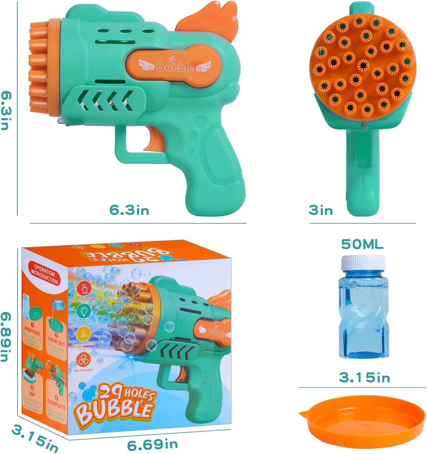 Bubble Gun 29 Hole Kids Electric Bubble Machine Silent Toy