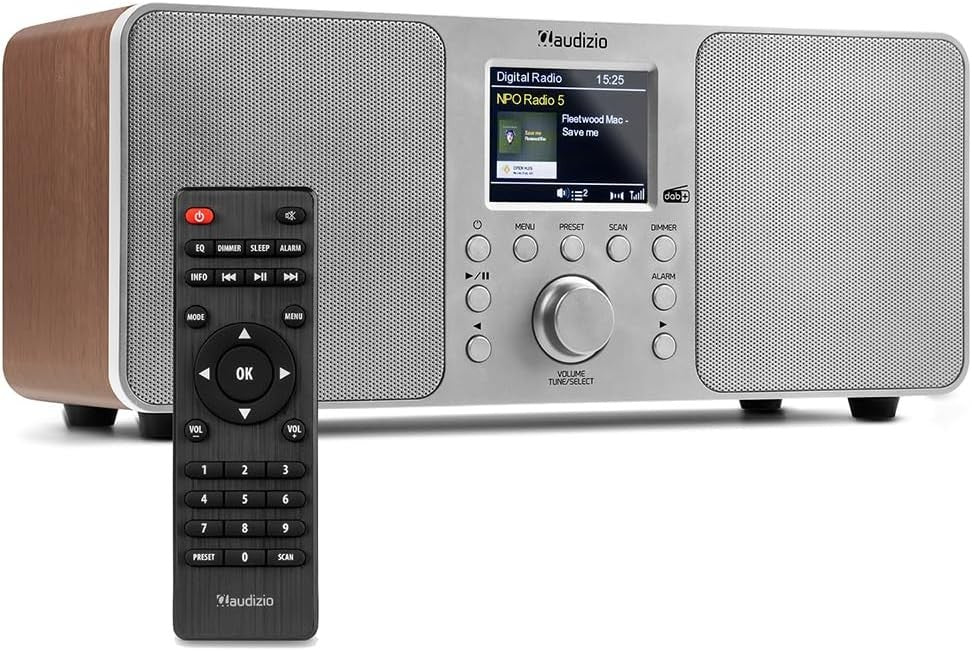 DAB+ Digital Radio Bluetooth Stereo 50W Dual Alarm Colour Display Silver