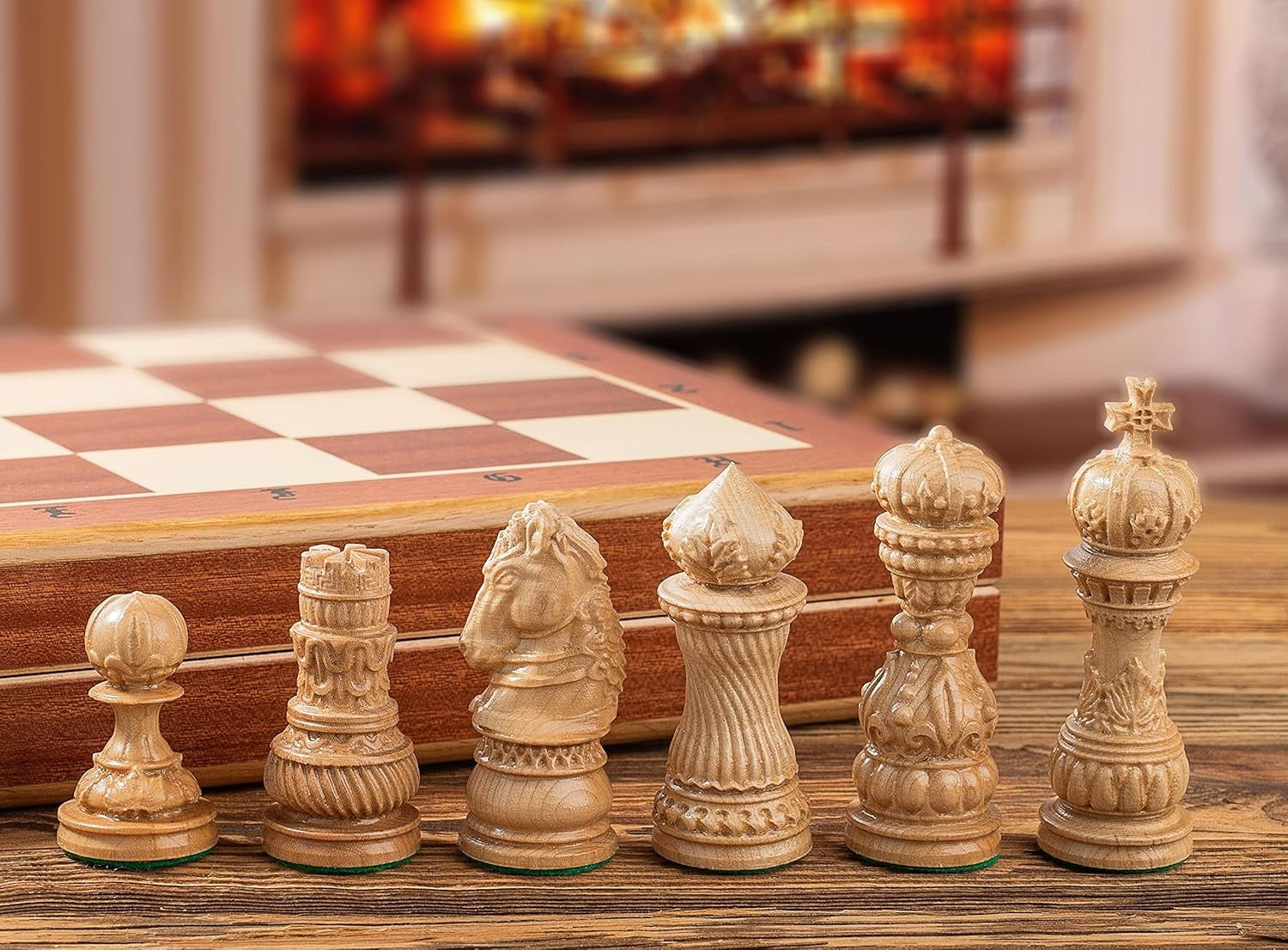60cm Large Wooden Chess Set – Handcrafted Folding Board & Elegant Pieces