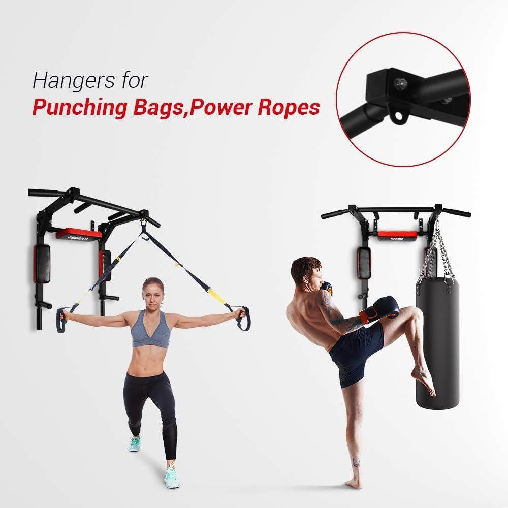 Wall-Mounted Pull Up Bar & Dip Station – Foam Cushions Home Gym Tower