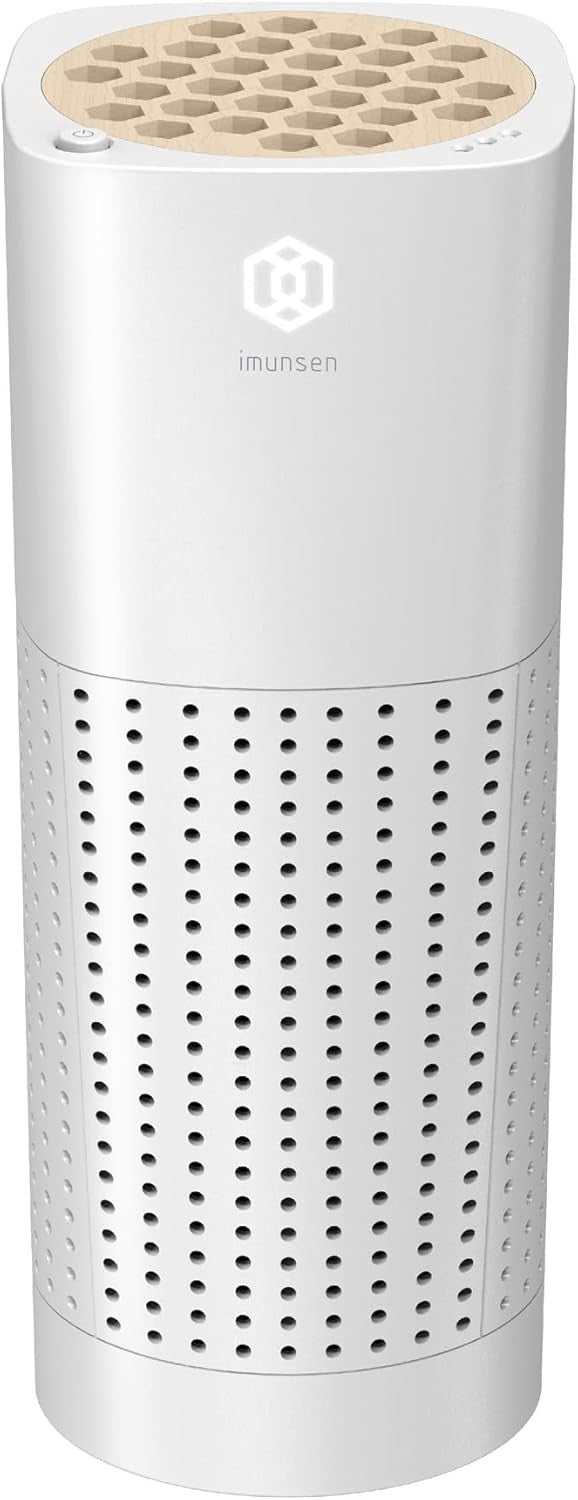 Car Air Purifier H13 HEPA Carbon Filter Smoke Odour USB White